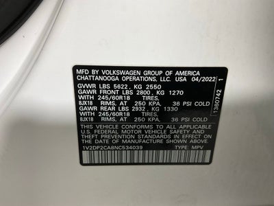 2022 Volkswagen Atlas 2.0T SE ***BLUE CERTIFIED***