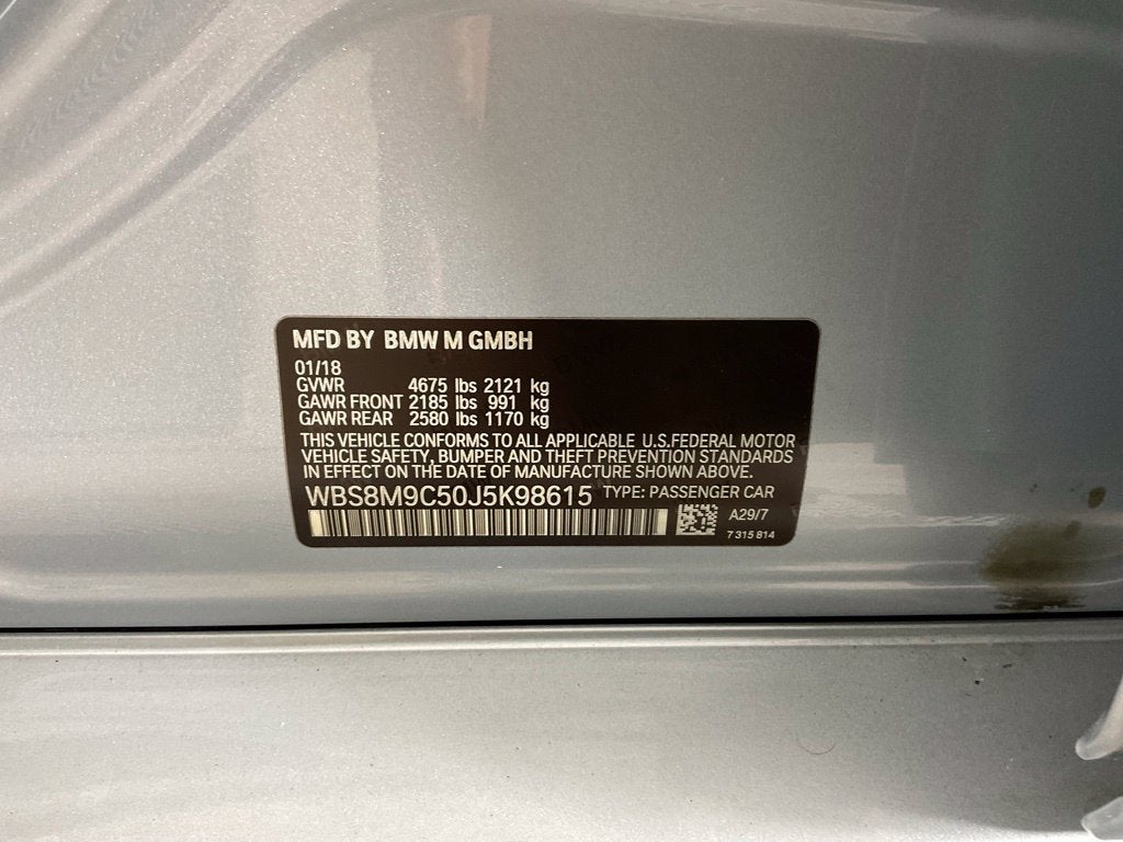 2018 BMW M3 Base 3.0 I-6 TWIN TURBO ***BLUE CERTIFIED***